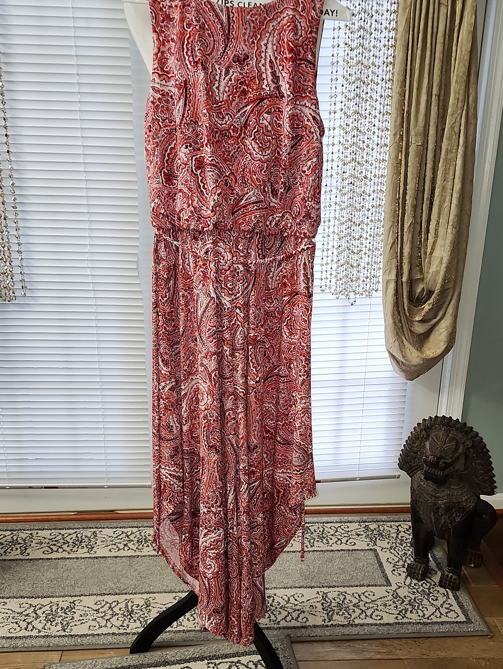 London Times Red Paisley High-Low Maxi Dress